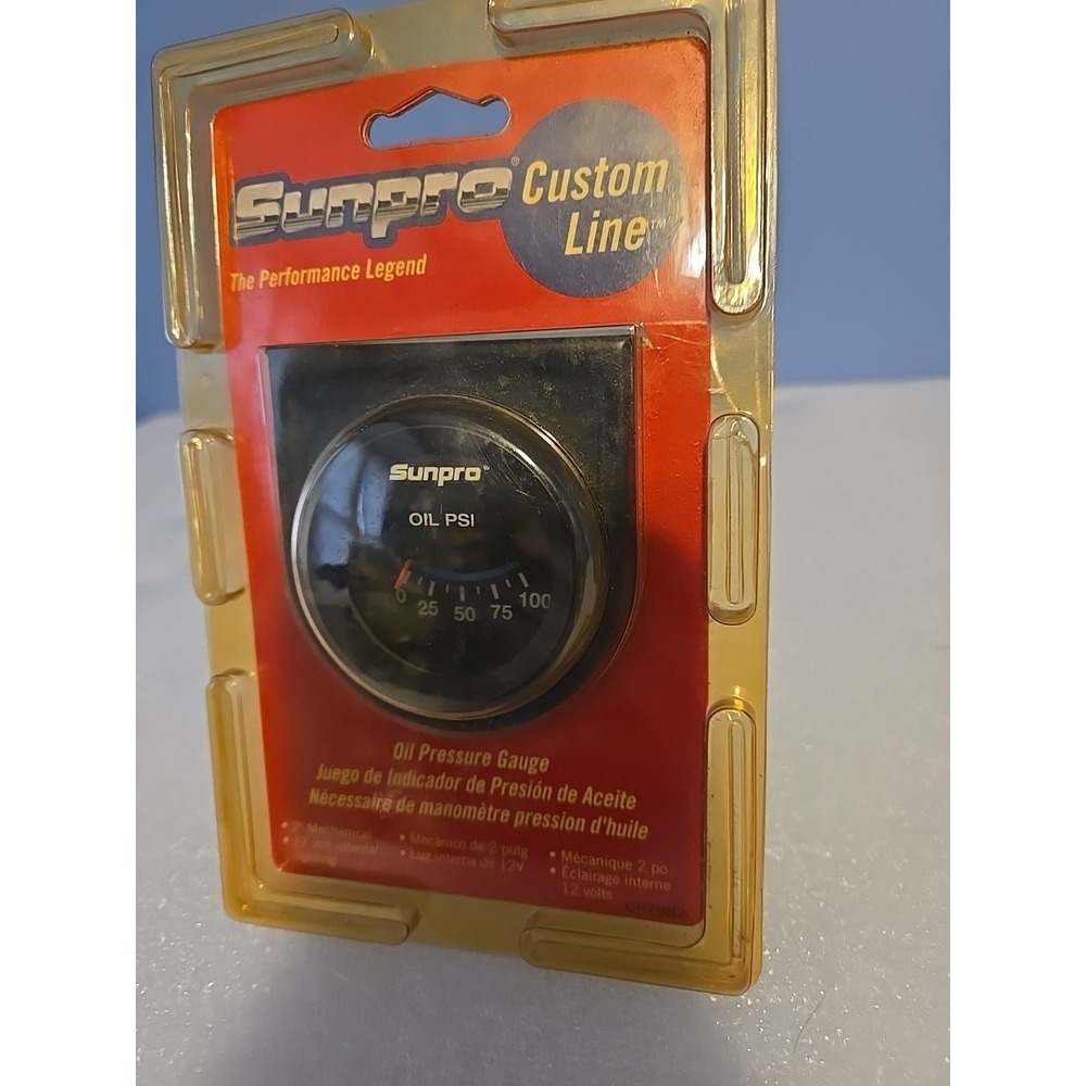 Sunpro 2" Oil Pressure Gauge Black / Black Bezel‎ 0-100 PSI New